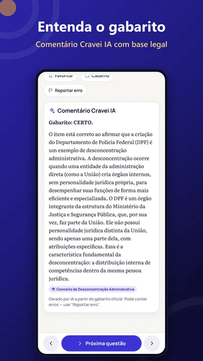 Comentário Cravei IA explicando o gabarito